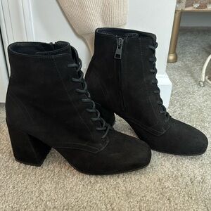 VINCE Suede Halle Lace up Booties